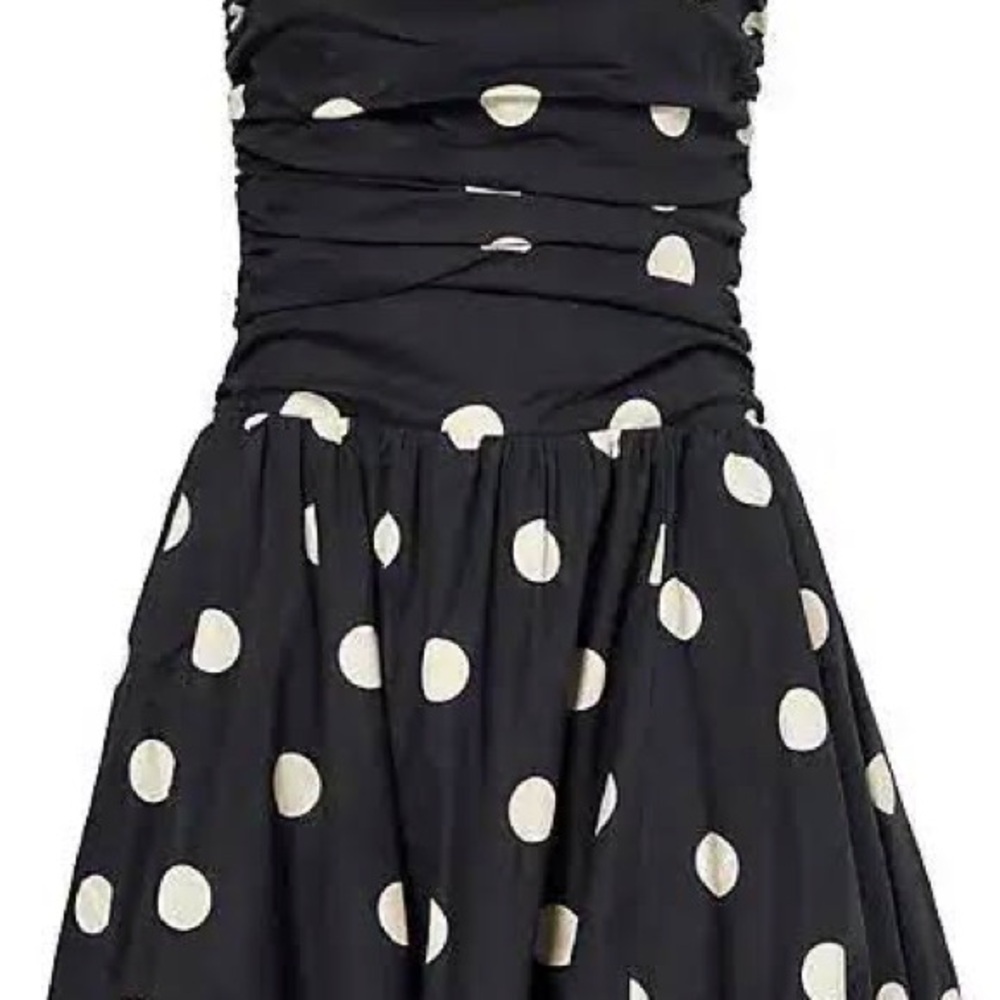 Reformation Black Strapless Dress with Cream Polka Dots - Picture 3 of 4